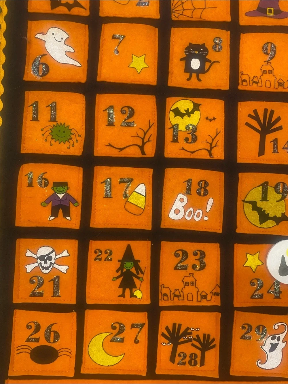 Happy Halloween Felt Countdown Wall Banner - Orange and Black